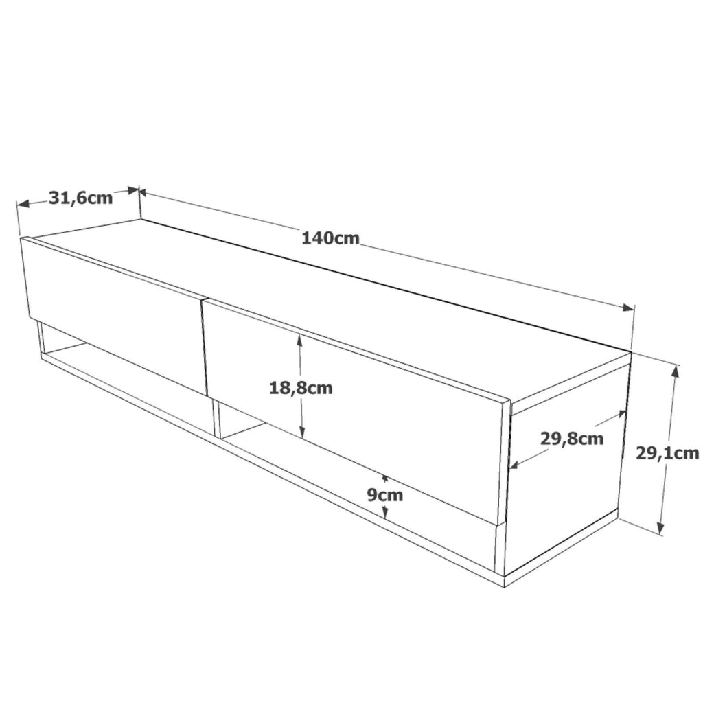 Veneto, Mobile Porta tv 3 Ripiani, 140x32x29h cm Marrone Quercia