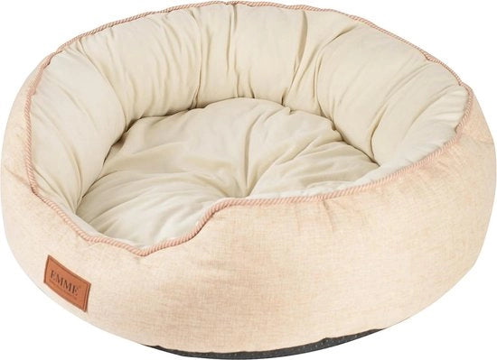 Letto per piccoli cani, accessibile da entrambi i lati, letti per gatti impermeabili all'acqua, rotondi, letti per cani e gatti di dimensioni medie, per tutte le stagioni, 50 x 50 x 15 cm, beige
