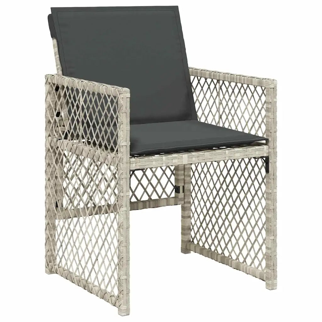 Set da Pranzo per Giardino 5 pz | Set Salotto da Giardino Grigio chiaro polyrattan