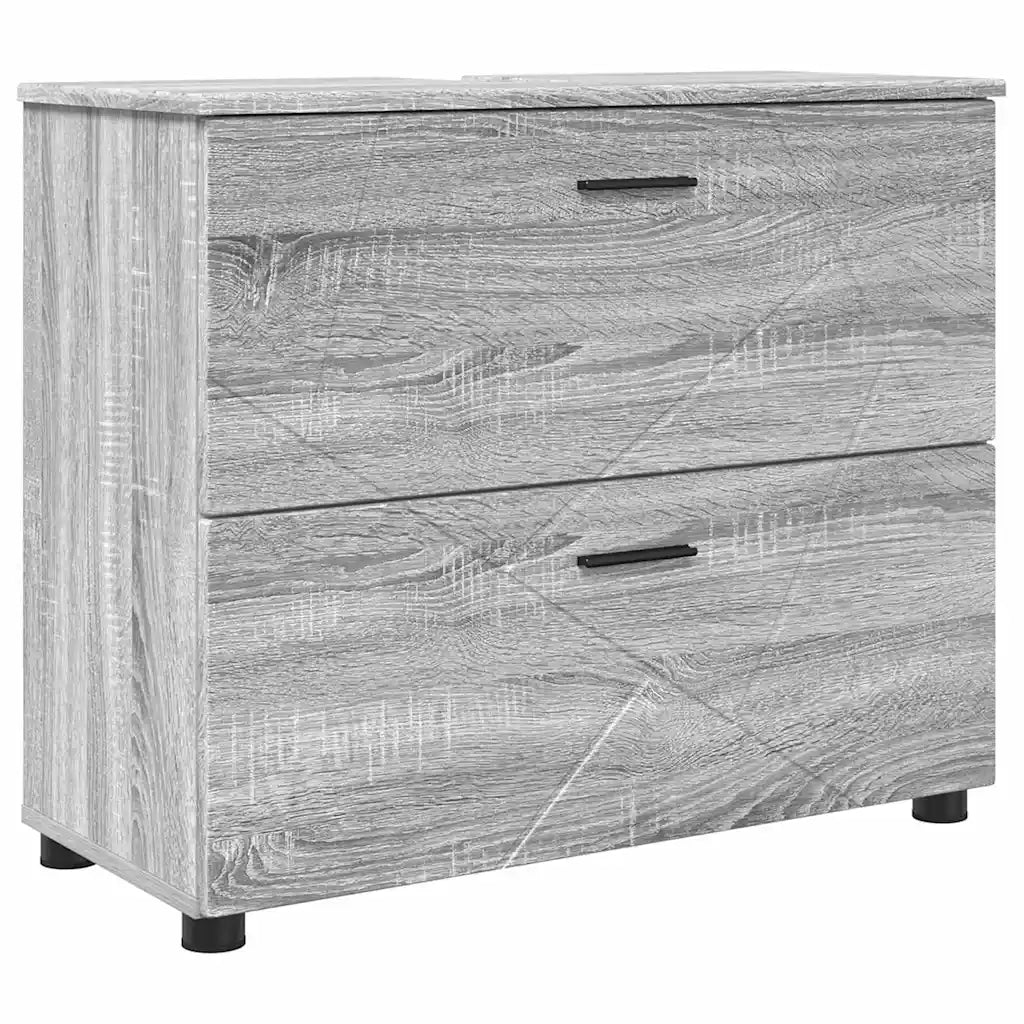 Set di mobili per il bagno con cassetto 5 pcs Grigio Sonoma