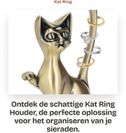 Organizzatore per gioielli con disegno di gatto - supporto per anelli - organizzatore per orecchini - 5,5 x 2,3 x 8 cm