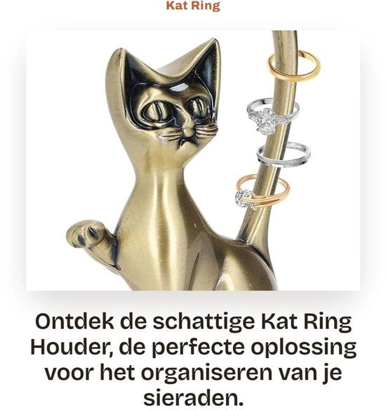 Organizzatore per gioielli con disegno di gatto - supporto per anelli - organizzatore per orecchini - 5,5 x 2,3 x 8 cm