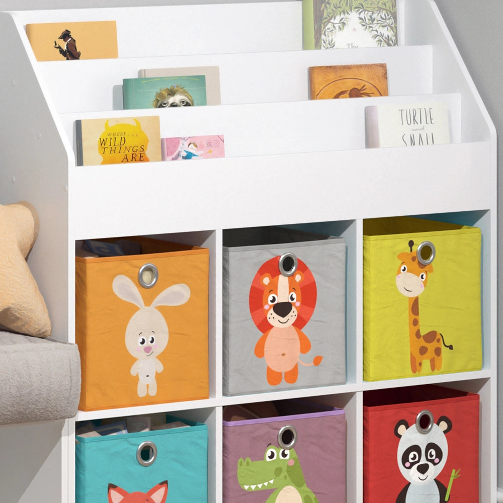 Vicco Libreria bambini Bianco 107.2 x 114.2 cm con 6 scatole pieghevoli opt.1