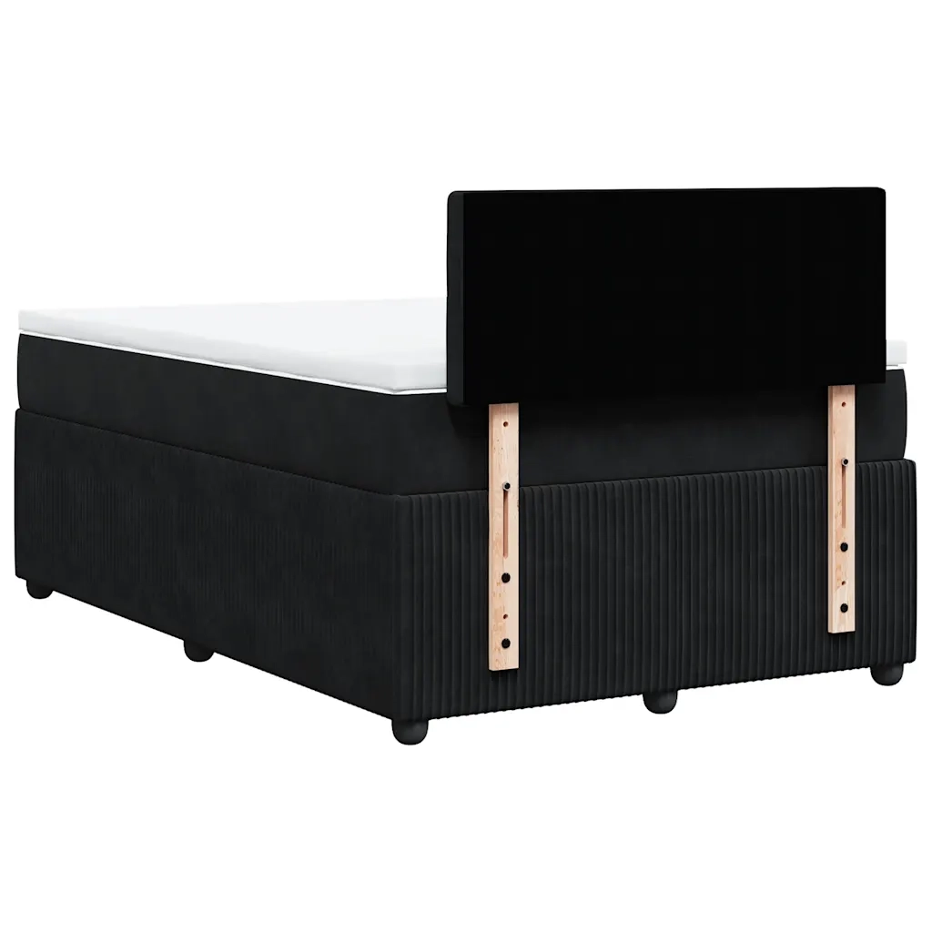 Giroletto a Molle con Materasso Nero 120x190 cm in Velluto