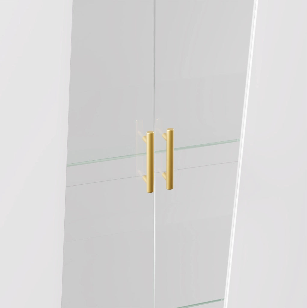 Vetrina LED in vetro e MDF 72x40x145 cm; bianca