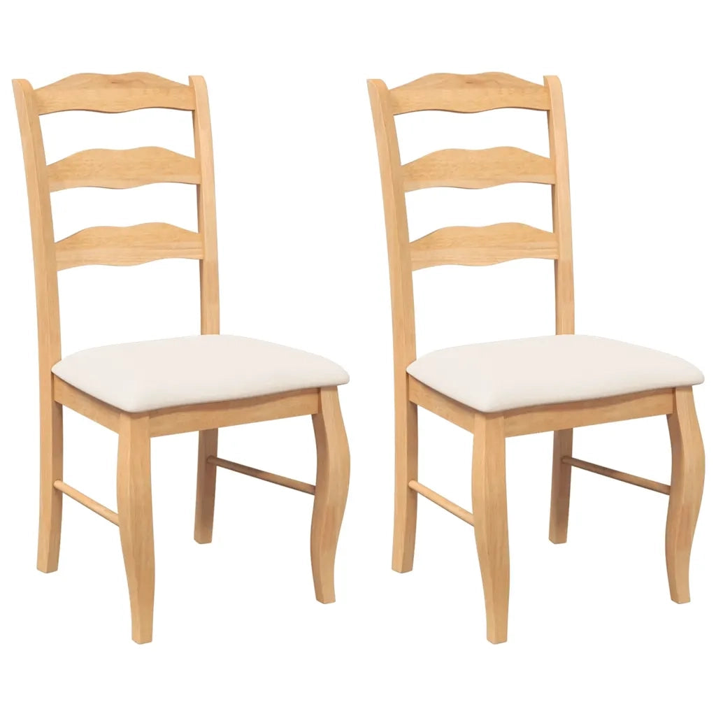 vidaXL Sedie da Pranzo con Cuscini 2 pz Naturale Legno Massello Hevea