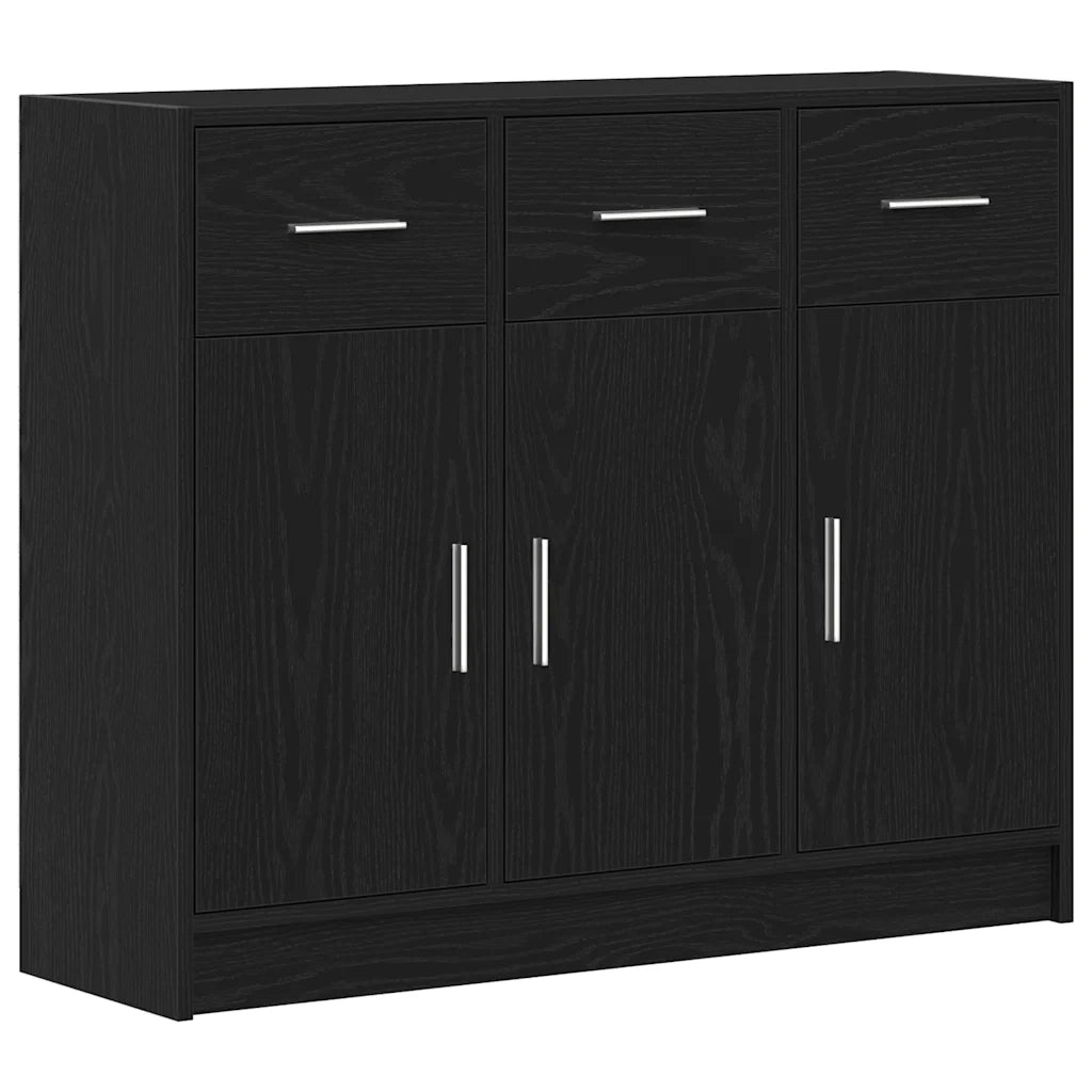 Credenza Rovere Nero 91x28x75 cm in Legno Multistrato 862447