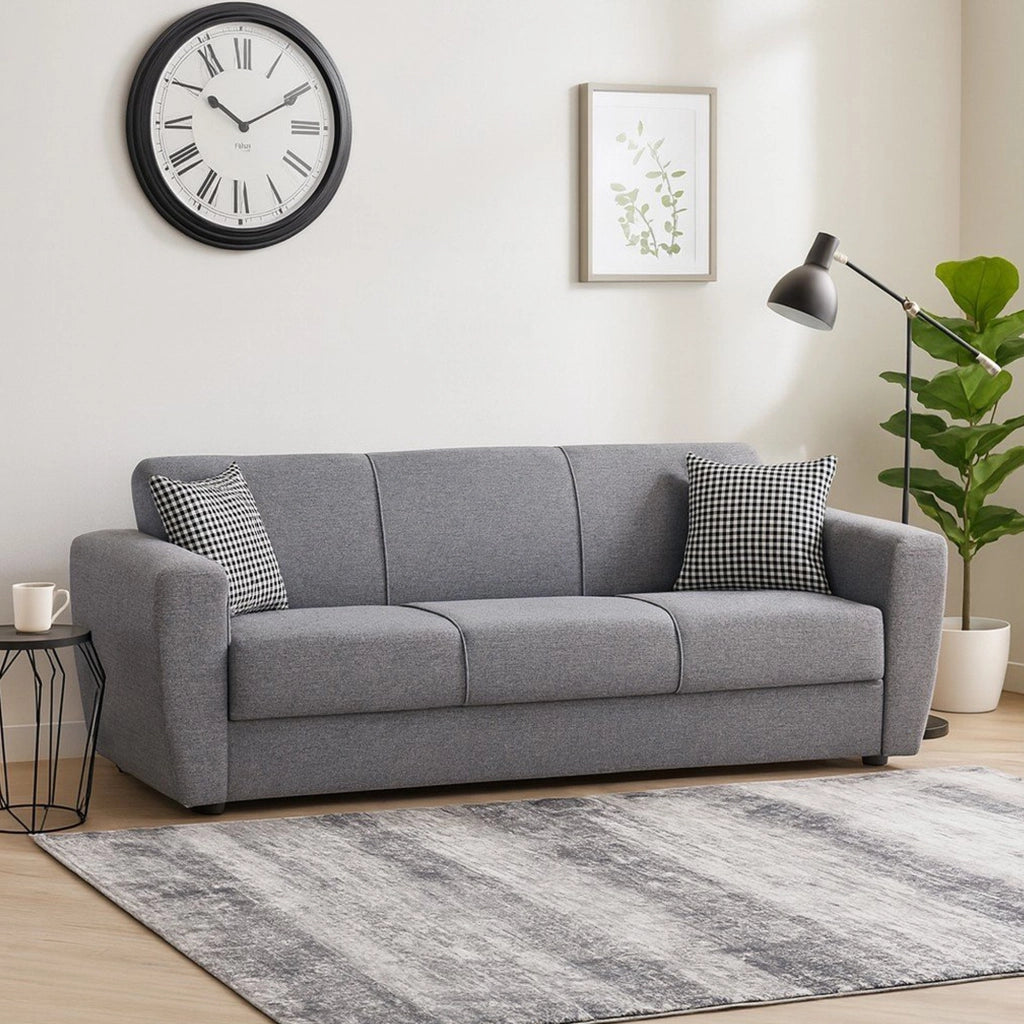 Nox, Divano Letto 3 Posti Contenitore, 80x223 cm Nero