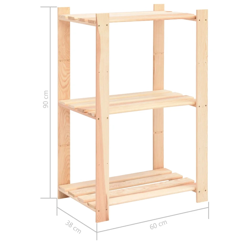 Scaffali a 3 Livelli 5 pz 60x38x90 cm in Massello Pino 150 kg 3051123