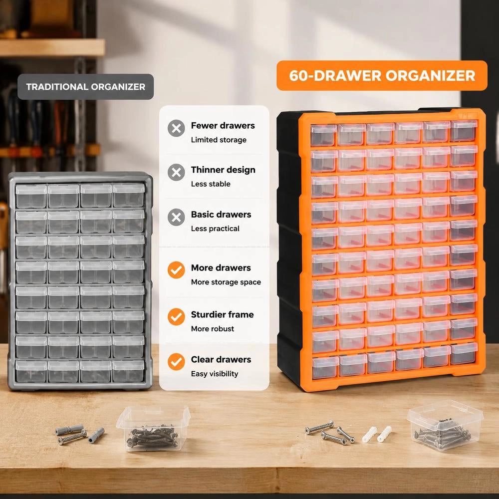 Multi-drawer Organizer With 60 Drawers, 38x16x47.5 Cm