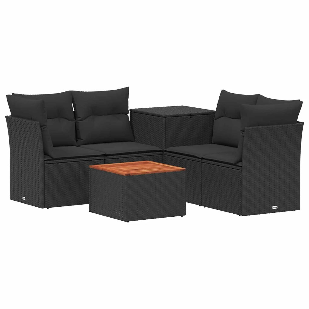 Set di divani 6 pz Nero Rattan sintetico e Acciaio 3447340