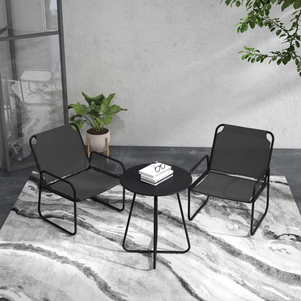 Set da giardino 3 pezzi con divanetto e tavolino ¨C zephmum ¨C grigio, acciaio, tessuto mesh