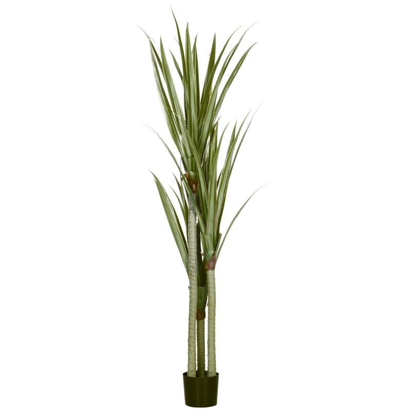 Grande pianta artificiale di yucca, 190 cm, in plastica, in vaso, 17 x 17 x 190 cm, verde smeraldo