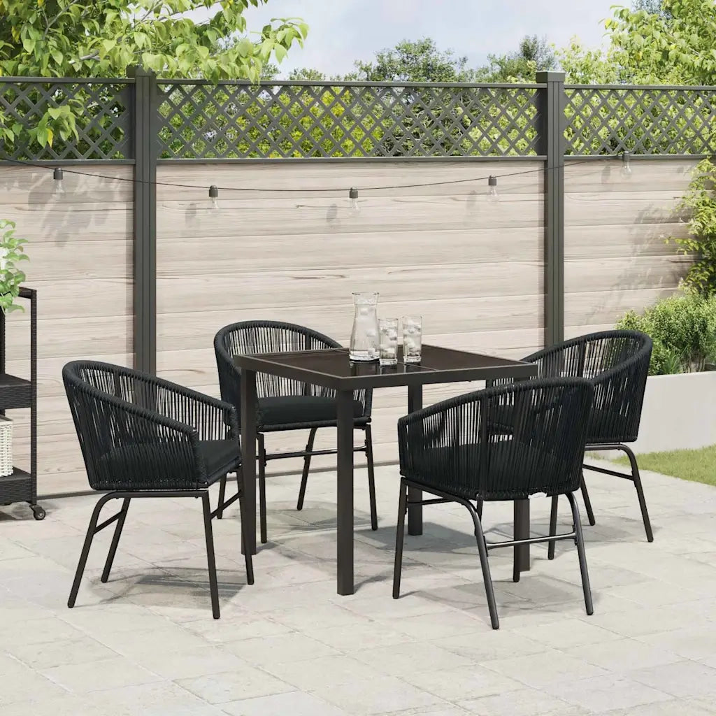 Set da Pranzo per Giardino 5 pcs Nero