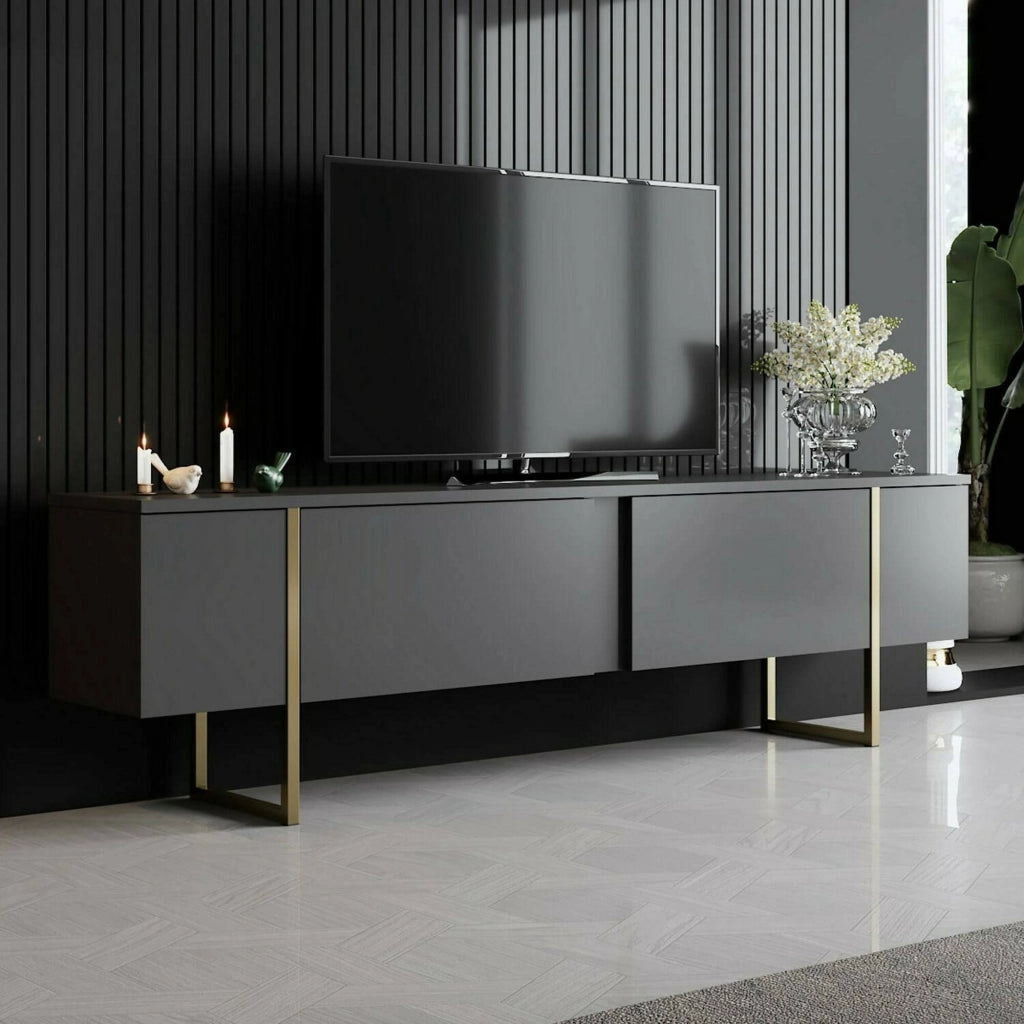 Abishia, Mobile Porta tv Cassetti, 180x30x50h cm Nero Antracite