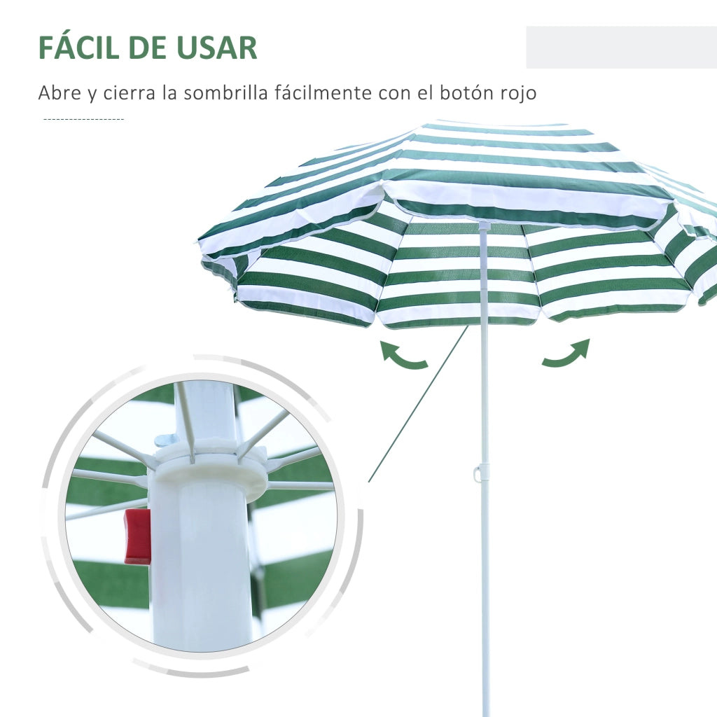 Ombrellone da Giardino con Tetto Inclinabile ¨C Zephmum ¨C ?180 cm Verde e Bianco