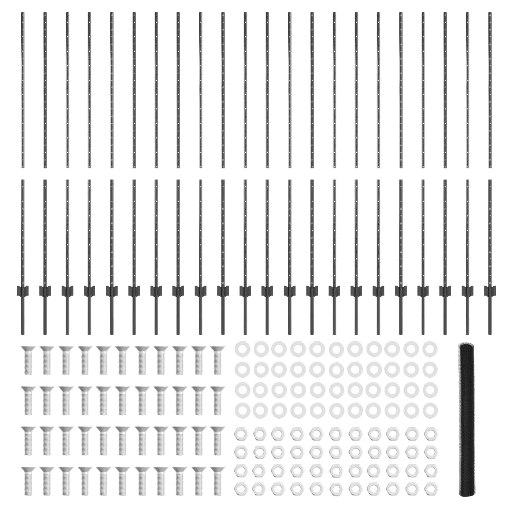 Pali per recinzione  22 pcs U-Channel grigio 150 cm acciaio