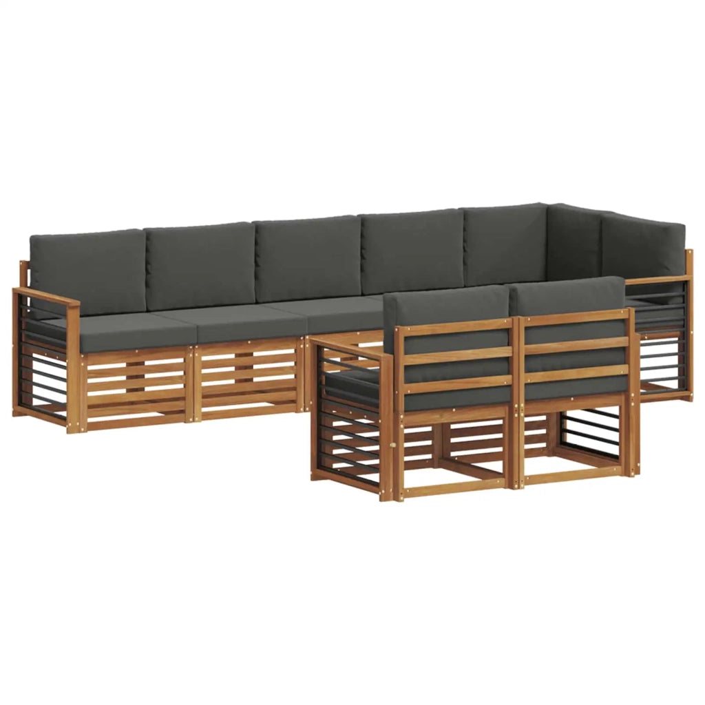 Set divani 8 pcs Naturale e Antracite Legno di Acacia Massello 3375022