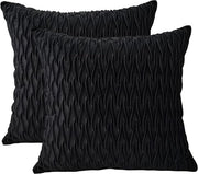 Decorativo cuscino copripiuma a strisce, cuscino copripiuma quadrato moderno con tessuto a trama per divano letto, divano, poltrona, camera da letto, soggiorno, 18x18 pollici, 2-pack - Nero - 45*45cm