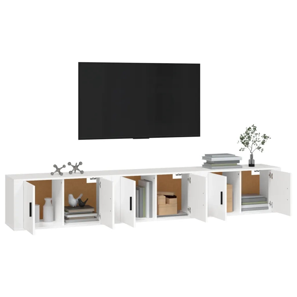 Mobili Porta TV a Parete 3 pz-Set di 3 Credenza per TV sospesa Bianco 80x34,5x40 cm