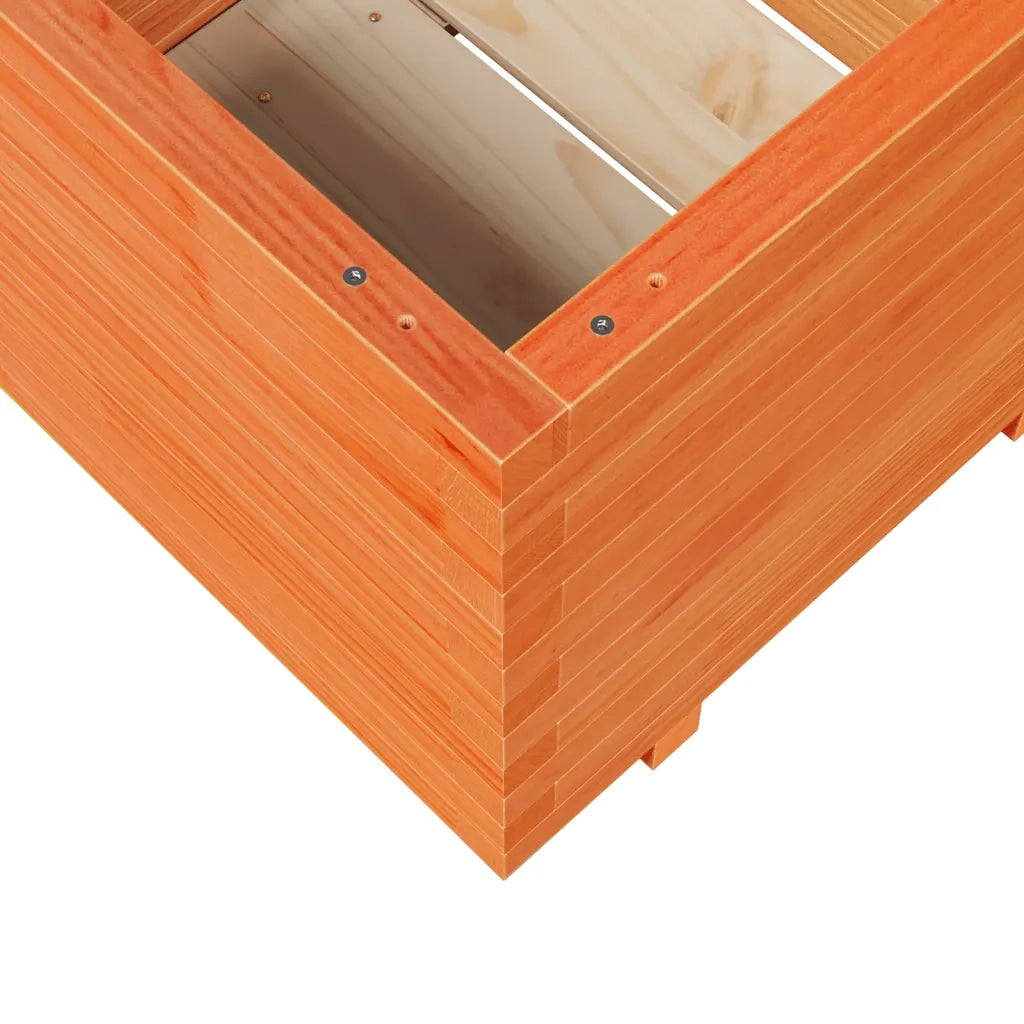 Fioriera | Cassetta per fiori | Vaso Giardino Marrone Cera 60x60x49,5cm Legno Massello Pino