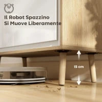 Credenza Moderna a 2 Ante con Ripiano Regolabile, 72x35x77 cm, Bianco Lucido e Rovere