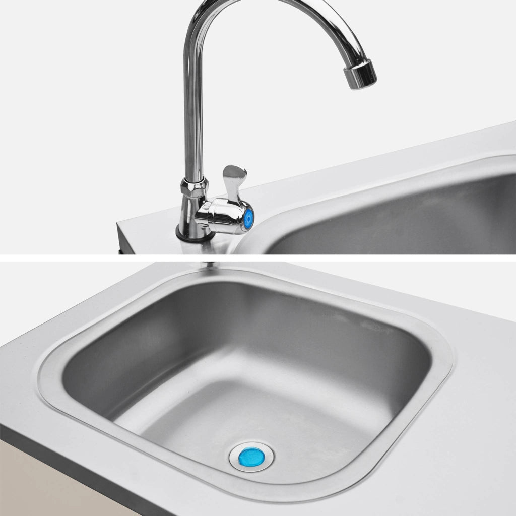 Mobile da esterno in acciaio con lavandino, 120cm, beige
