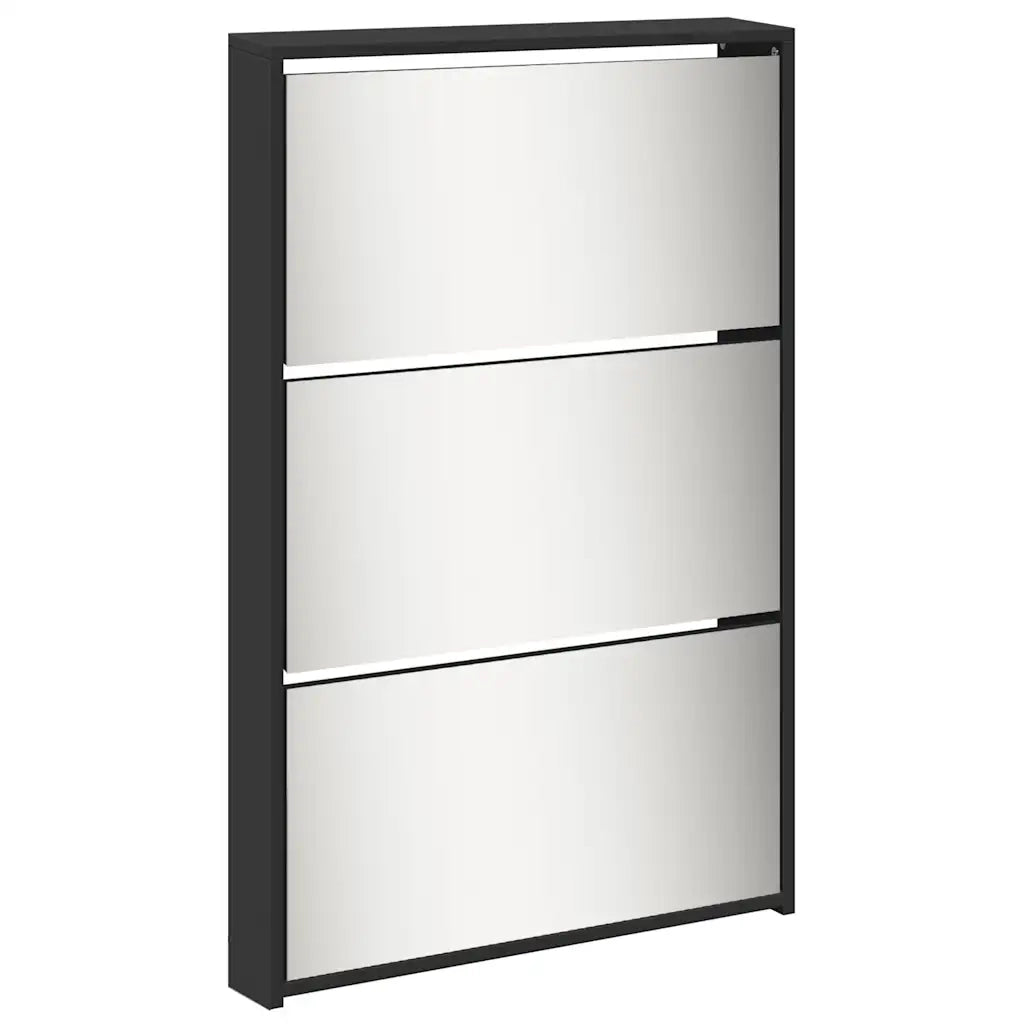 Scarpiera con Specchio a 5 Livelli Nera 63x17x169,5 cm 3228280