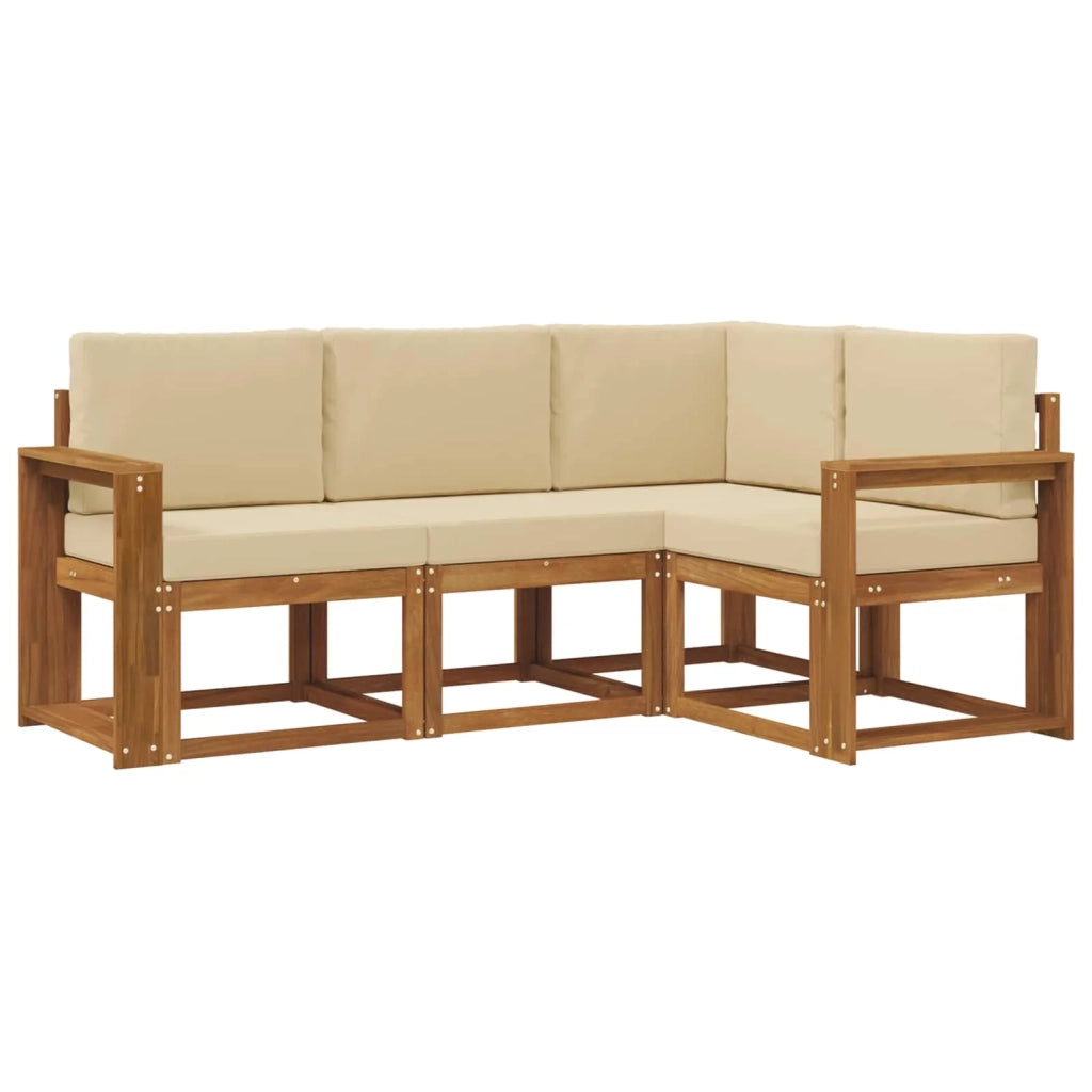 Set di divani da esterno con cuscino 4 pcs Naturale e Beige