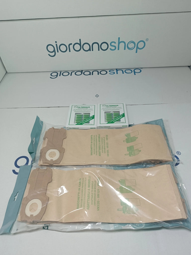 Kit Ricambi 16 Sacchetti 20 Profumini Compatibili Folletto Serie VK120-121-122
