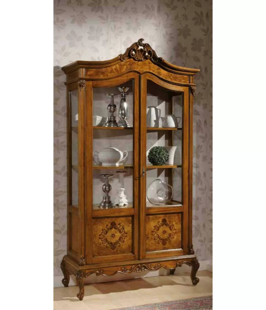Vetrina in legno di radica 2 porte impero finitura bassano l.114 p.46 h.217 - Mobili 2G