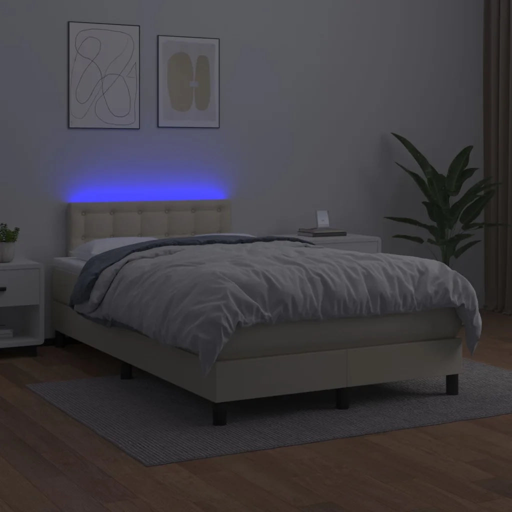 Giroletto Molle con Materasso e LED Crema 120x200cm Similpelle 3134215
