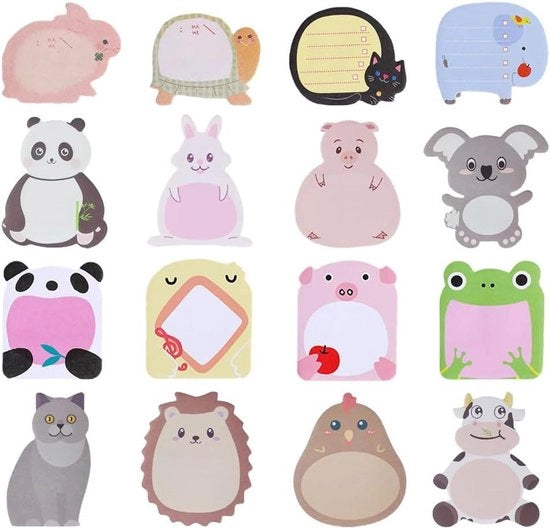 Set di 16 adesivi self-adesivi con note per bambini, notizie per mini animali e disegni Kawaii - ideali come adesivi per frigorifero, decorazioni per festa per studenti.