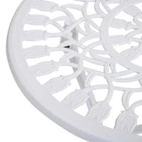 Set da Giardino 3 Pezzi in Alluminio con 2 Sedie 42.5x47.5x89 cm e Tavolino Rotondo Ø60x67 cm, Bianco