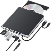 Dischi ottici USB 3.0 esterno per laptop - lettore CD/DVD portatile con bruciatore CD - 4 slot USB TF/SD - lettore CD esterno compatibile con laptop, desktop, Mac e Windows.