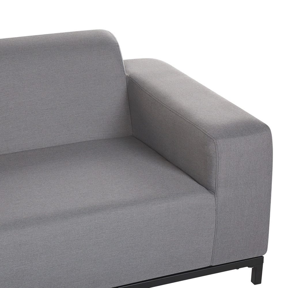 Divano da giardino Rivestimento in tessuto grigio Gambe in alluminio Nero Mobili da esterno per interni Resistente agli agenti atmosferici