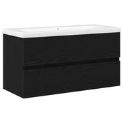 Mobile Lavabo | Armadio per Lavabo da Bagno Rovere Nero 90 x 39 x 62 cm