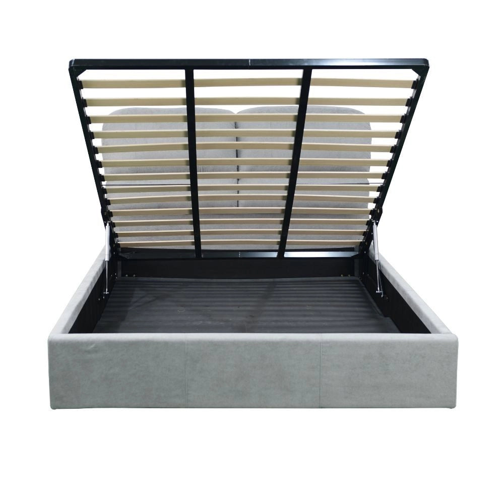 Letto una piazza e mezza contenitore Sofaback in tessuto grigio chiaro 138x222x120H