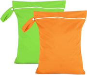 2 pacchi di sacchi umidi 40 x 30 cm, sacchetti impermeabili da asciugare orano e verde, borse da viaggio riutilizzabili con cerniera, sacchetti umidi piccoli per nuotare, per costumi da bagno, lenzuola da spiaggia, pannolini