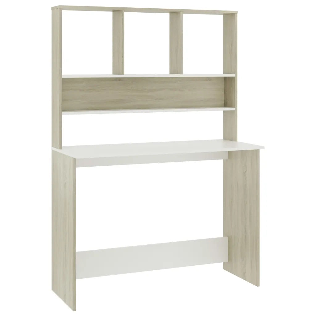 Scrivania e Ripiani Bianco Rovere Sonoma 110x45x157 Multistrato 800392