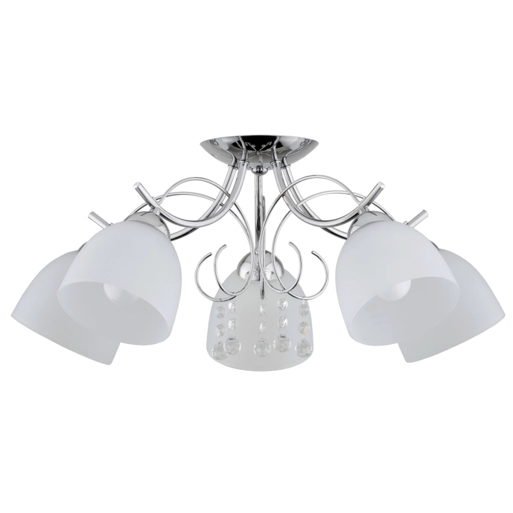 Plafoniera OTELIA 5xE27 vetro bianco cromo Alfa con cristalli