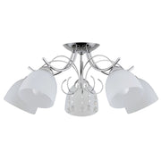 Plafoniera OTELIA 5xE27 vetro bianco cromo Alfa con cristalli