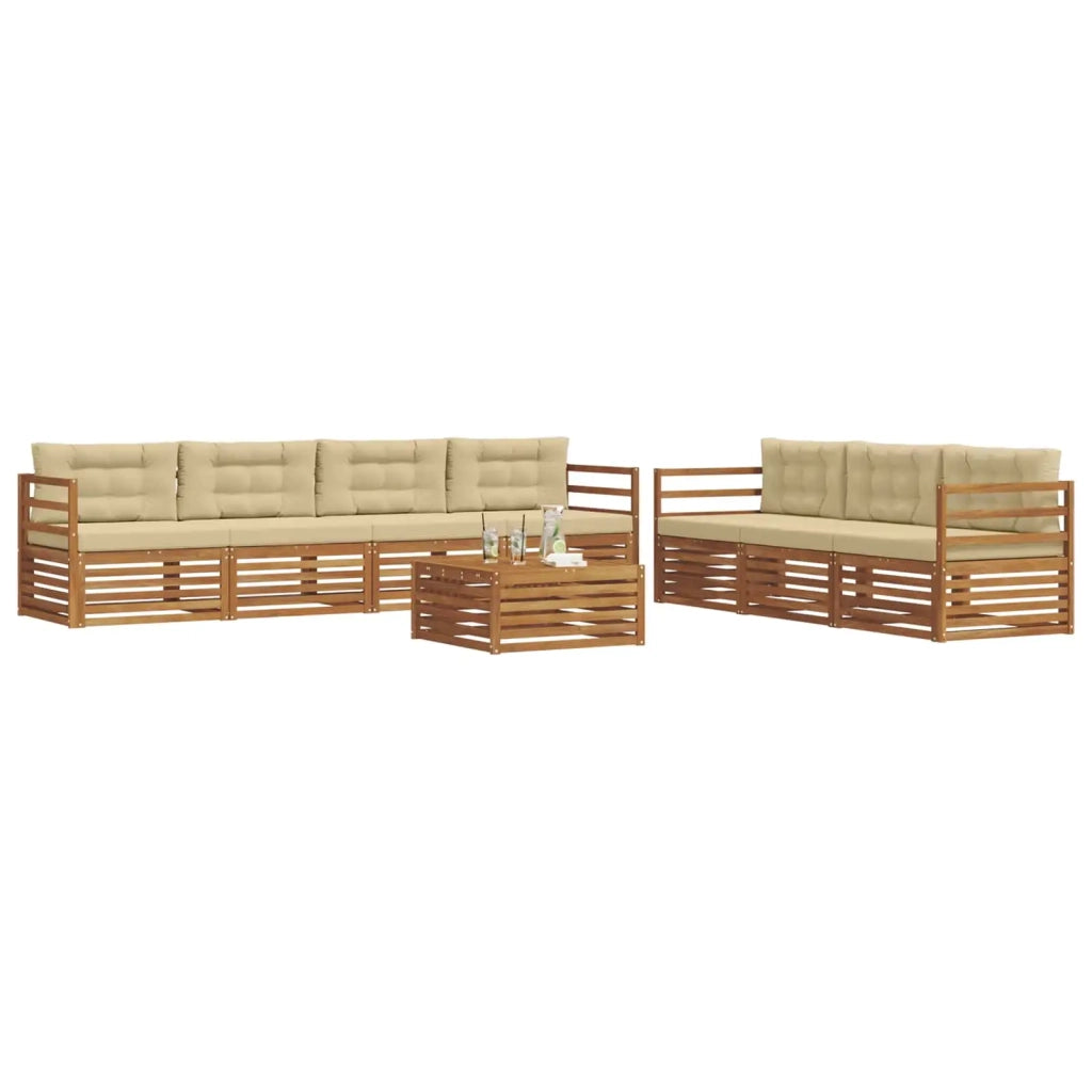 Set di divani da esterno con cuscino 8 pcs Naturale e Beige