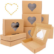 Scatola di Regalo con Finestra per 12 Stuks - Carta Kraft - Scatola di Cadeau per Feste e Compleanni - Dimensioni 18 x 12 x 3,5 cm - Scatola di Cadeau con Finestra