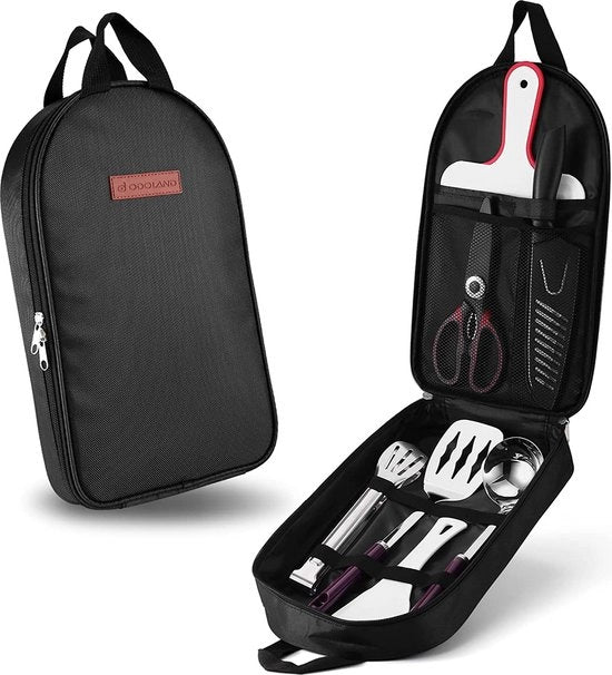 Set di cucina all'aperto, con santoku, cucchiaio, spatola, cucchiaio di legno, set di tagliaboschi, ideale per picnic, barbecue, esterni e giardino