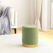 Sgabello Rotondo con Contenitore Verde Senape in Velluto 31 x 37 cm