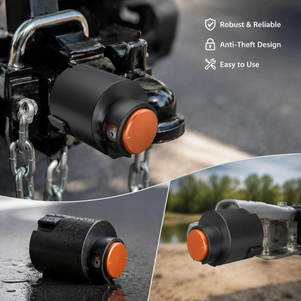 Trailer Lock, Compatible With 50.8 Mm And 58.7 Mm Flat Ball Couplings, Anti-theft Device With 3 Keys, High-security Lock For Motorhomes, Trailers, And Boats