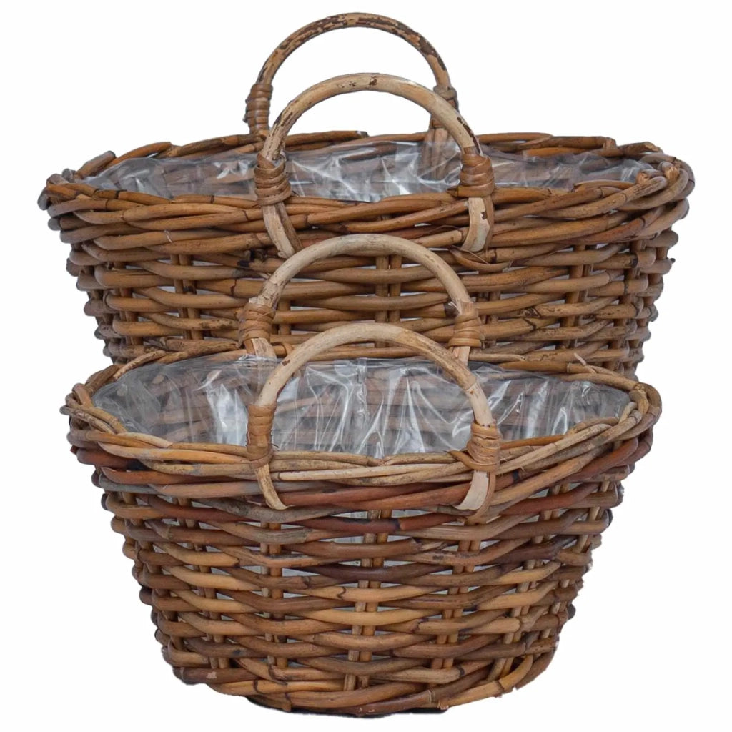 Cesto per Piante con archiviazione 2 pcs Marrone Rattan Lacak