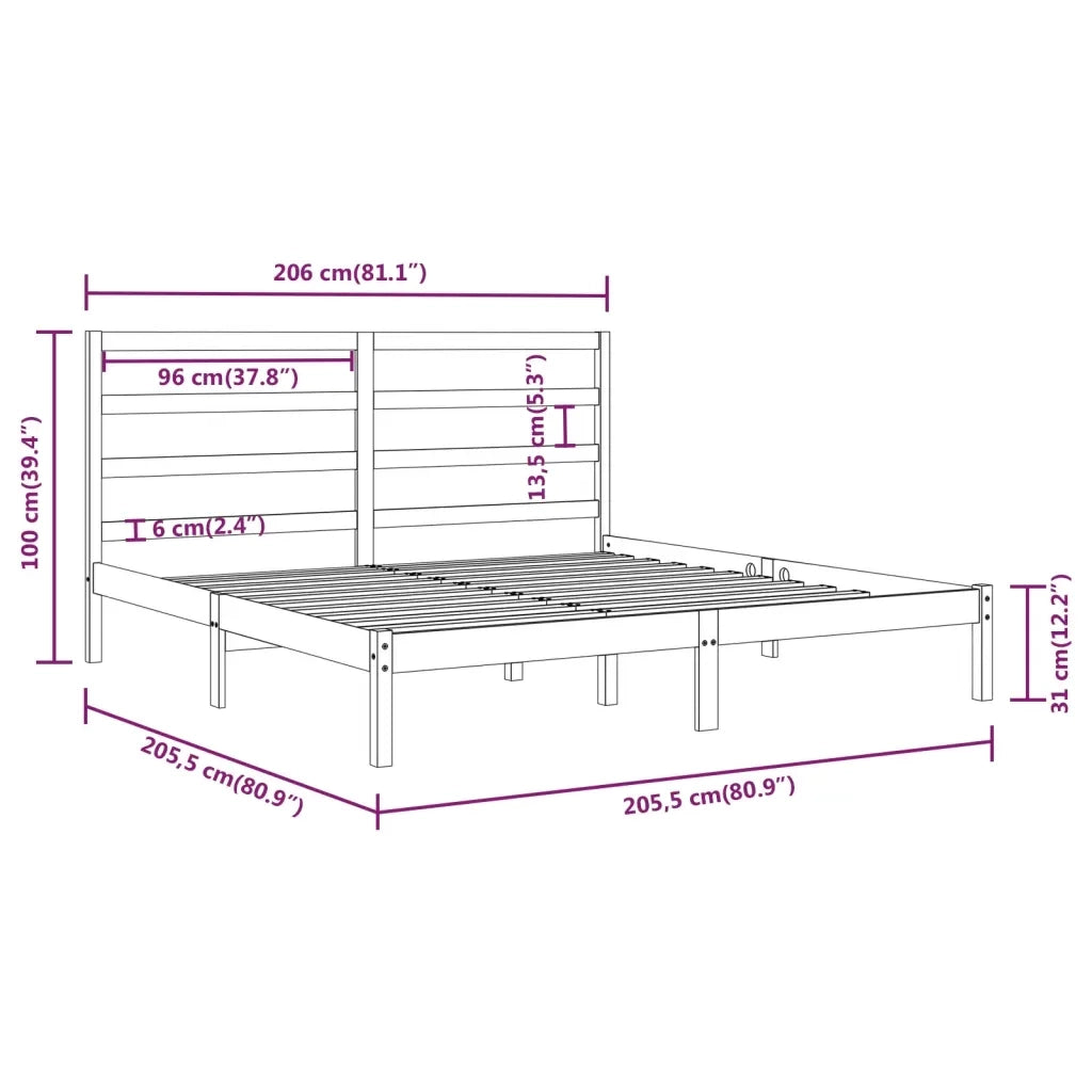 Giroletto senza Materasso-Struttura Letto Bianco 200x200 cm Legno Massello Pino 418824