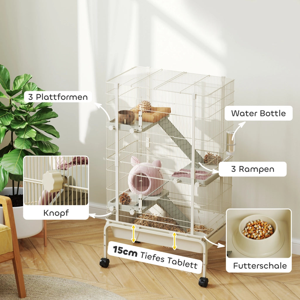 Gabbia per Animali Domestici 4 Livelli ¨C Zephmum ¨C 88x48x150 cm